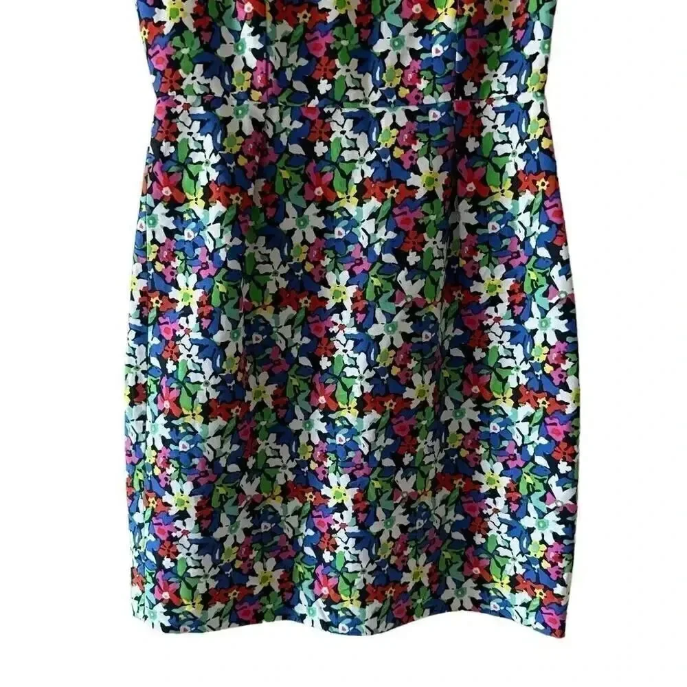 Kate Spade Mira In Full Bloom Floral Sheath Bright Blue Silk SZ 6 #2120